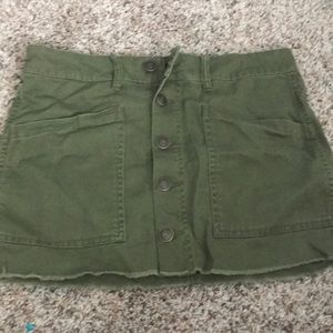 olive green jean skirt